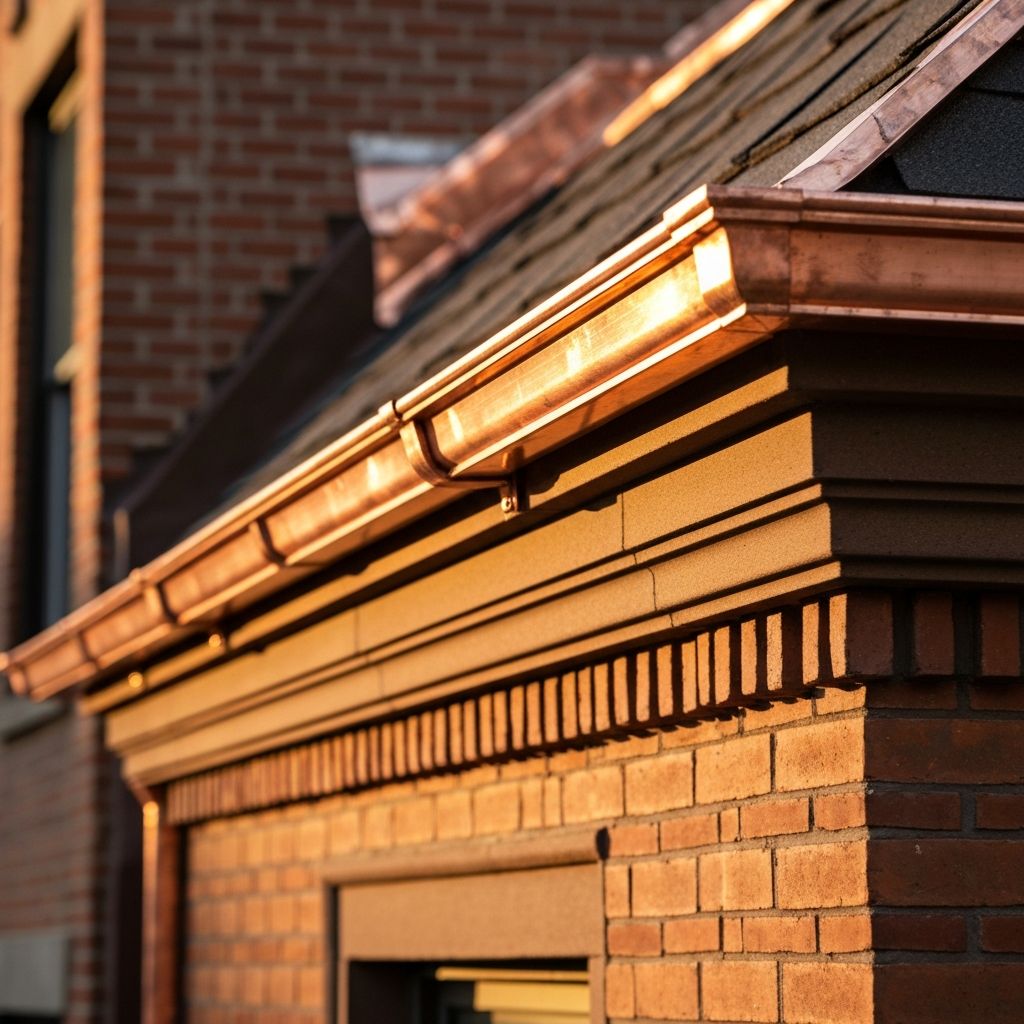 Brownstone Roof & Copper Gutters